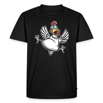 Crazy Chicken, Chicken Fan, Funny Chicken Cartoon - Men's Premium Organic T-Shirt - black - Front - Nico (187cm)