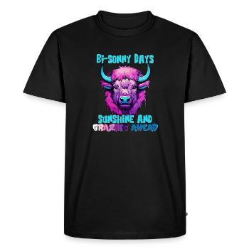 Bison et journées ensoleillées de pâturage estival fou - T-shirt Premium bio Homme - noir - Devant - Nico (187cm)