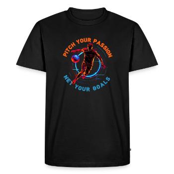 Match de football néon, citation de motivation - T-shirt Premium bio Homme - noir - Devant - Nico (187cm)