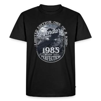 Legendary since 1985 - Men's Premium Organic T-Shirt - black - Front - Nico (187cm)