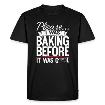 Please I Was Baking Before - Men's Premium Organic T-Shirt - black - Front - Nico (187cm)