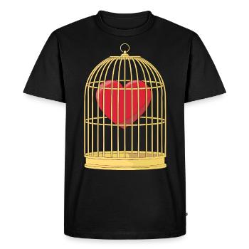 CAGED HEART - HEART IN THE CAGE - Men's Premium Organic T-Shirt - black - Front - Nico (187cm)