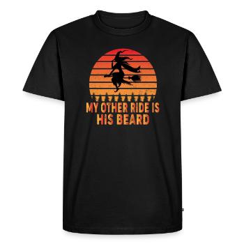 My Other Ride Is His Beard Witch Halloween Quote - Men's Premium Organic T-Shirt - black - Front - Nico (187cm)