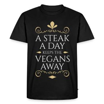 Bifteck Fantaisie Anti-végétalien Doré - T-shirt Premium bio Homme - noir - Devant - Nico (187cm)
