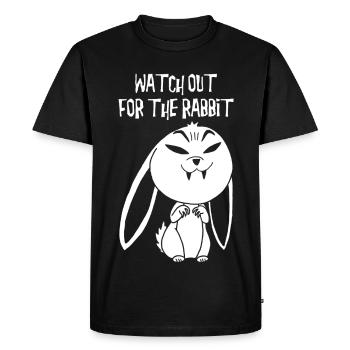 Lapin vampire blanc (anglais) - T-shirt Premium bio Homme - noir - Devant - Nico (187cm)