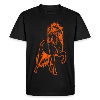Étalon d’Islande en orange - T-shirt Premium bio Homme - noir - Devant - Nico (187cm)