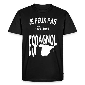 Je peux pas je suis Espagnol - T-shirt Premium bio Homme - noir - Devant - Nico (187cm)