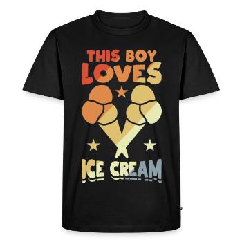 Dieser Junge liebt Eiscreme - Männer Premium Bio T-Shirt - Schwarz - Vorne - Nico (187cm)
