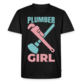 Plumber Girl - Men's Premium Organic T-Shirt - black - Front - Nico (187cm)