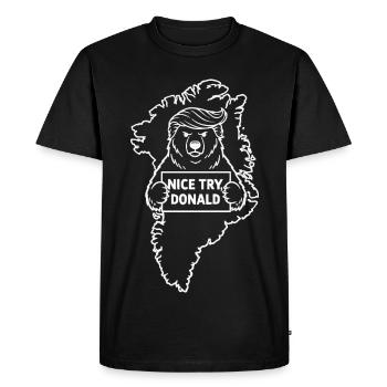 Groenland : Bien essayé, Donald - T-shirt Premium bio Homme - noir - Devant - Nico (187cm)