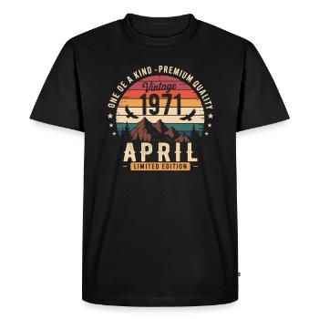 Millésime Anniversaire Avril 1971 April 1971 - T-shirt Premium bio Homme - noir - Devant - Nico (187cm)