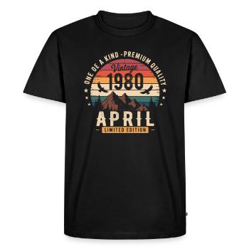Millésime Anniversaire Avril 1980 April 1980 - T-shirt Premium bio Homme - noir - Devant - Nico (187cm)
