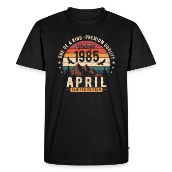Millésime Anniversaire Avril 1985 April 1985 - T-shirt Premium bio Homme - noir - Devant - Nico (187cm)