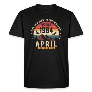 Millésime Anniversaire Avril 1984 April 1984 - T-shirt Premium bio Homme - noir - Devant - Nico (187cm)