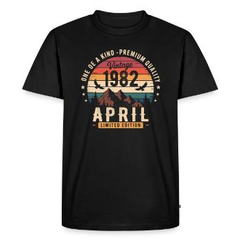 Vintage Anniversary April 1982 April 1982 - Men's Premium Organic T-Shirt - black - Front - Nico (187cm)