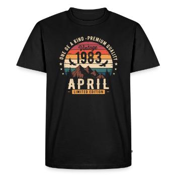 Millésime Anniversaire Avril 1983 April 1983 - T-shirt Premium bio Homme - noir - Devant - Nico (187cm)