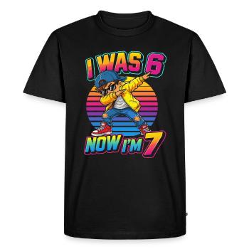 J'avais 6 ans, maintenant j'en ai 7 ! - Men's Premium Organic T-Shirt - black - Front - Nico (187cm)