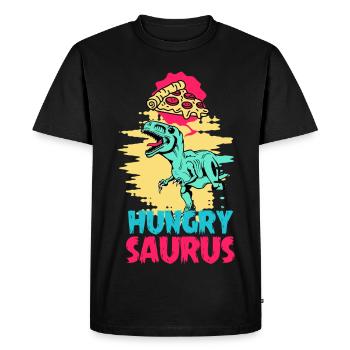 Hungry Dino Kids – Pizza Dinosaur Fun - Men's Premium Organic T-Shirt - black - Front - Nico (187cm)