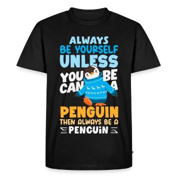 Pingouin mignon - Cadeau pour l’amoureux des manchots - T-shirt Premium bio Homme - noir - Devant - Nico (187cm)