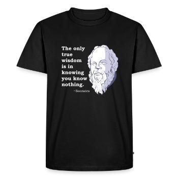 Socrate cite la philosophie du philosophe antique disant - T-shirt Premium bio Homme - noir - Devant - Nico (187cm)