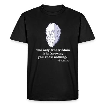 Socrate cite la philosophie du philosophe antique disant - T-shirt Premium bio Homme - noir - Devant - Nico (187cm)