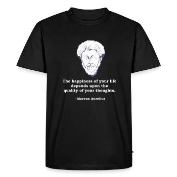 Marcus Aurelius citation philosophie philosophe Stoic - T-shirt Premium bio Homme - noir - Devant - Nico (187cm)