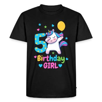 Licorne de 5ème anniversaire - T-shirt Premium bio Homme - noir - Devant - Nico (187cm)