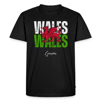 Flag of Wales, Welsh pride - Men's Premium Organic T-Shirt - black - Front - Nico (187cm)
