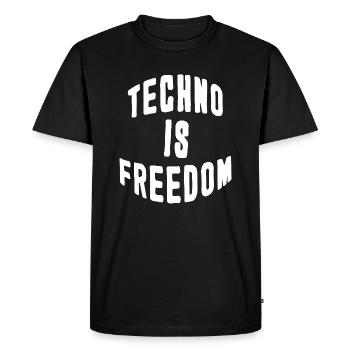 Techno is freedom - Men's Premium Organic T-Shirt - black - Front - Nico (187cm)