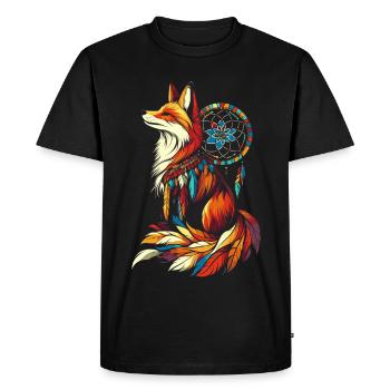 Fox Dream Catcher - Men's Premium Organic T-Shirt - black - Front - Nico (187cm)