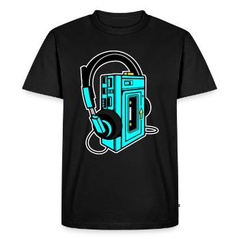 Idée de cadeau style rétro cassette Walkman - T-shirt Premium bio Homme - noir - Devant - Nico (187cm)