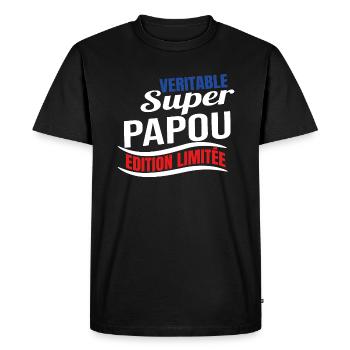 Véritable super papou édition limitée humour papa - T-shirt Premium bio Homme - noir - Devant - Nico (187cm)