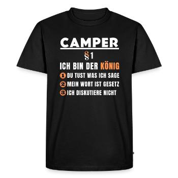 Camper Gift - I'm the King - Men's Premium Organic T-Shirt - black - Front - Nico (187cm)