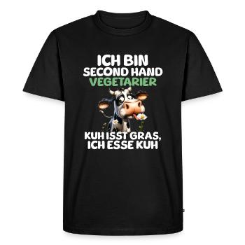 Second Hand Vegetarian - Men's Premium Organic T-Shirt - black - Front - Nico (187cm)