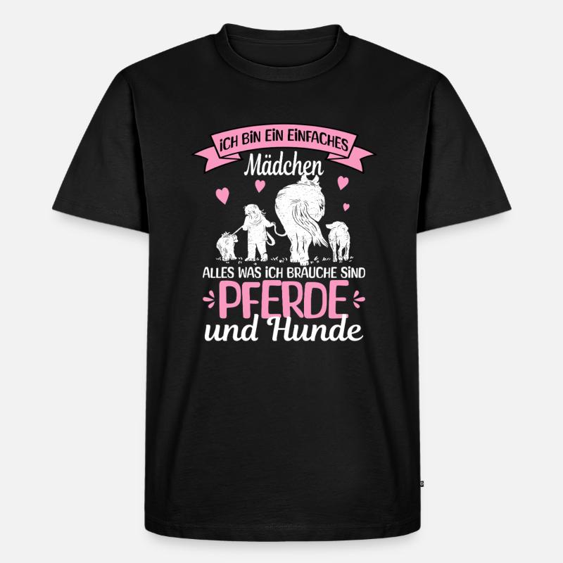 Einfaches Mädchen Pferde - Männer Premium Bio T-Shirt - Schwarz