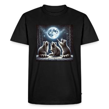 Des ratons laveurs mystiques sous une lune brillante - T-shirt Premium bio Homme - noir - Devant - Nico (187cm)