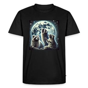 Trois ratons laveurs hurlent à la lune Art fantastique - T-shirt Premium bio Homme - noir - Devant - Nico (187cm)