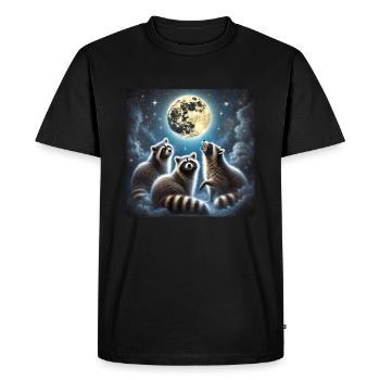 Trois ratons laveurs hurlent à la lune - T-shirt Premium bio Homme - noir - Devant - Nico (187cm)