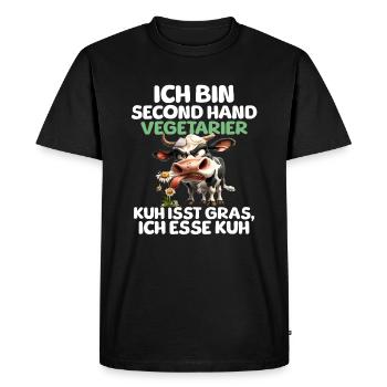 Second Hand Vegetarian - Men's Premium Organic T-Shirt - black - Front - Nico (187cm)