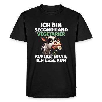 Second Hand Vegetarian - Men's Premium Organic T-Shirt - black - Front - Nico (187cm)