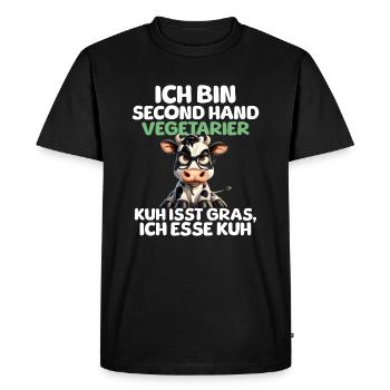 Second Hand Vegetarian - Men's Premium Organic T-Shirt - black - Front - Nico (187cm)