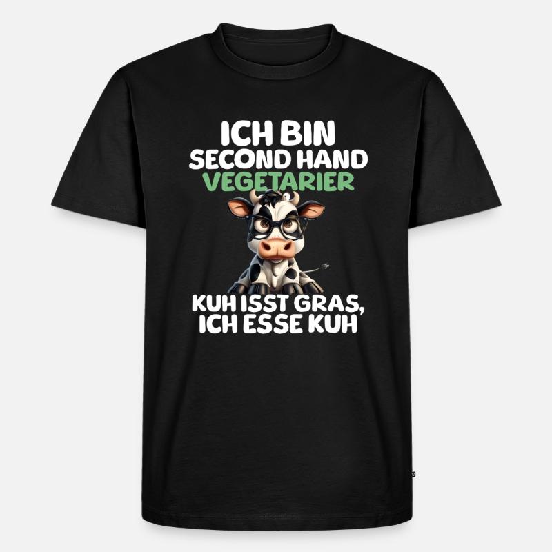 Second Hand Vegetarier - Männer Premium Bio T-Shirt - Schwarz