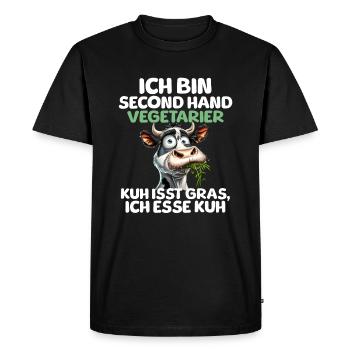 Second Hand Vegetarian - Men's Premium Organic T-Shirt - black - Front - Nico (187cm)
