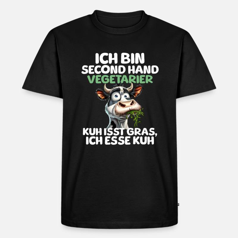 Second Hand Vegetarier - Männer Premium Bio T-Shirt - Schwarz
