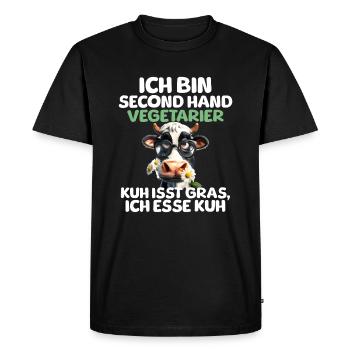 Végétarien d’occasion - T-shirt Premium bio Homme - noir - Devant - Nico (187cm)