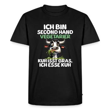Second Hand Vegetarian - Men's Premium Organic T-Shirt - black - Front - Nico (187cm)