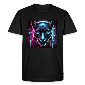 Cyberpunk Panther – Style néon - T-shirt Premium bio Homme - noir - Devant - Nico (187cm)