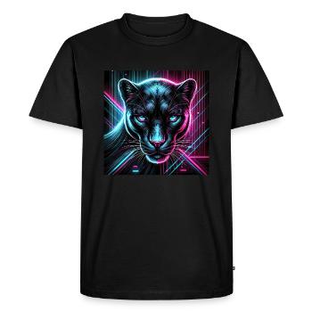 Cyberpunk Panther – Style néon - T-shirt Premium bio Homme - noir - Devant - Nico (187cm)
