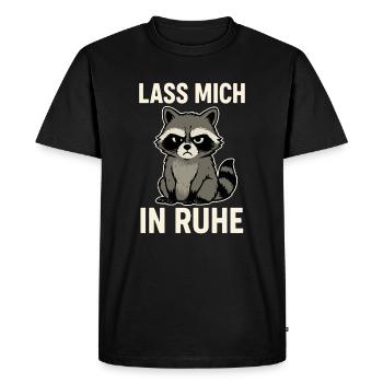 Raton laveur avec le dicton – Laissez-moi tranquille - T-shirt Premium bio Homme - noir - Devant - Nico (187cm)