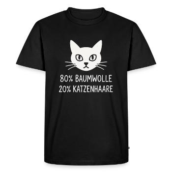 80 % coton – 20 % poils de chat - T-shirt Premium bio Homme - noir - Devant - Nico (187cm)